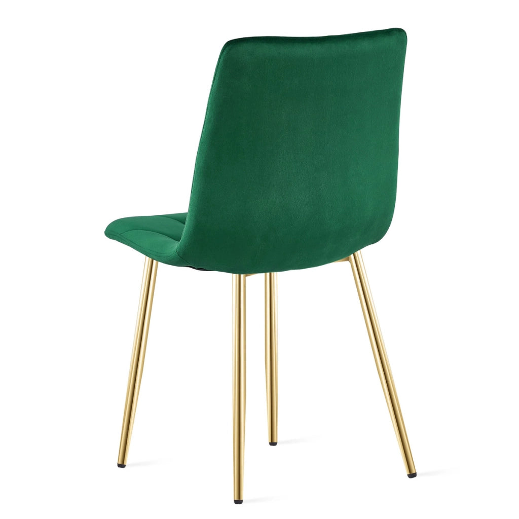 Sedia Libra in velluto verde scuro con gambe dorate