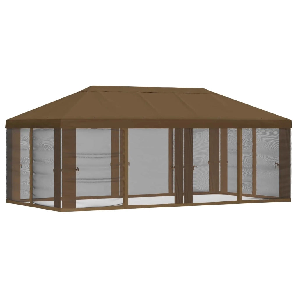 Copertura Gazebo con Pareti Laterali 6 x 3 m Tortora Poliestere 900415