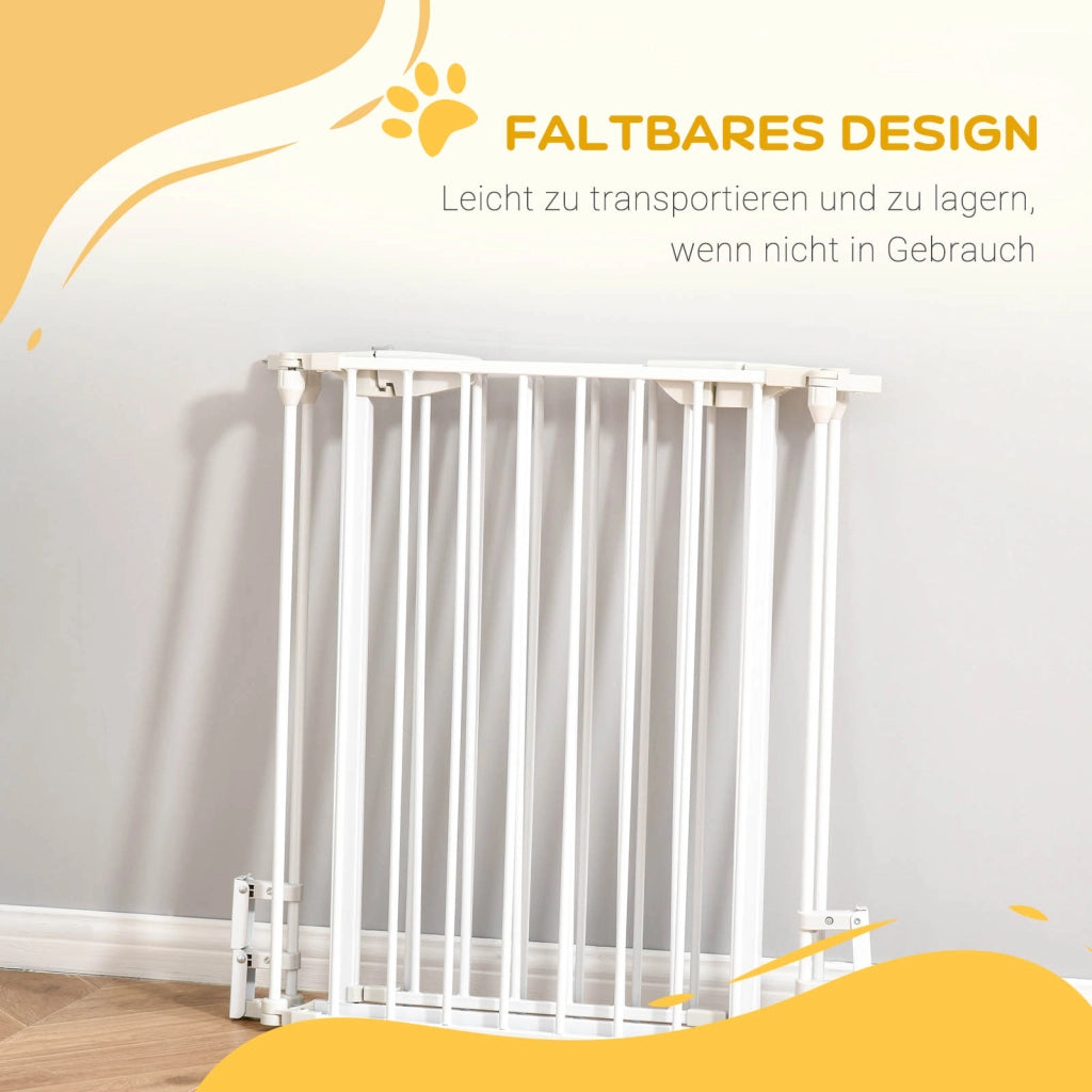 Barriera estensibile a forbice con porta a chiusura automatica per scale e ambienti in metallo bianco 180 × 3 × 74,5 cm