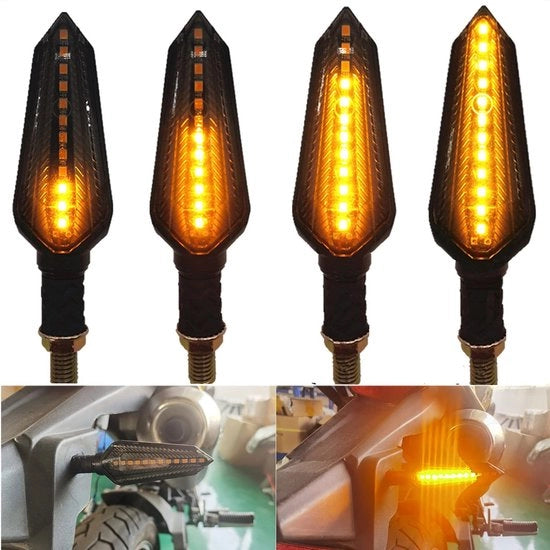 Indicatore di direzione per motocicletta - Acqua resistente - 12 LED - Universale 4 pezzi - Duraturo - Facile da installare