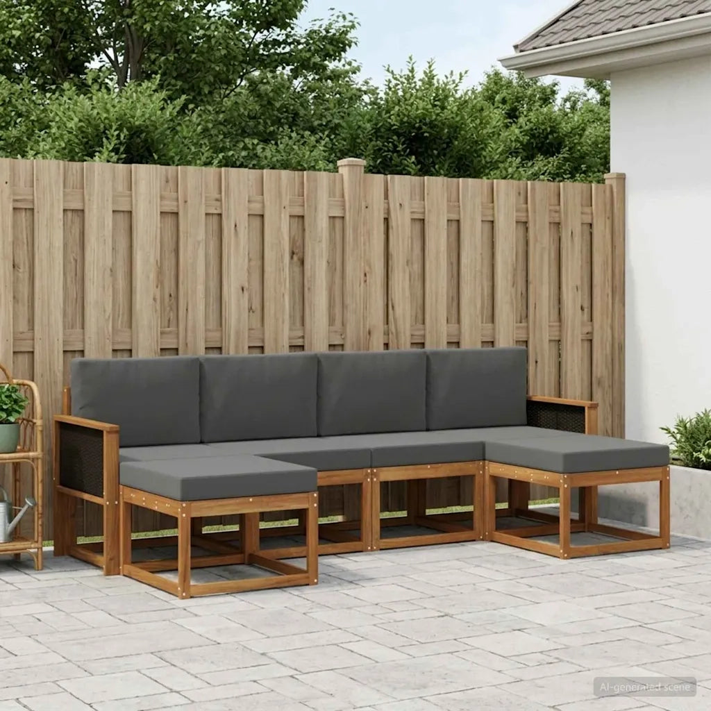 Set di divani da esterno 6 pcs Naturale e Antracite Poliestere