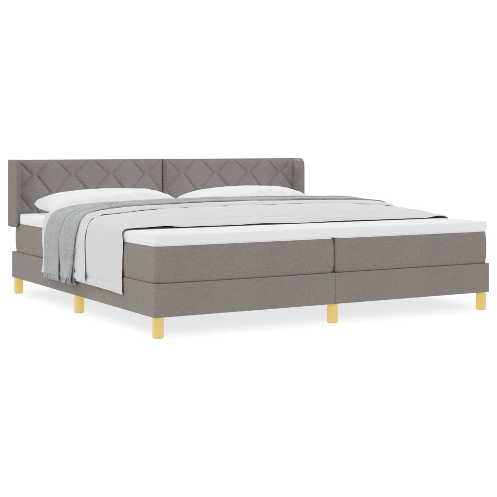 Letto Box Spring  con Materasso Tortora 200x200 cm Tessuto