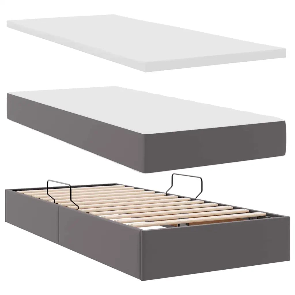 Letto con Contenitore Grigio 180 x 200 cm Pelle Sintetica