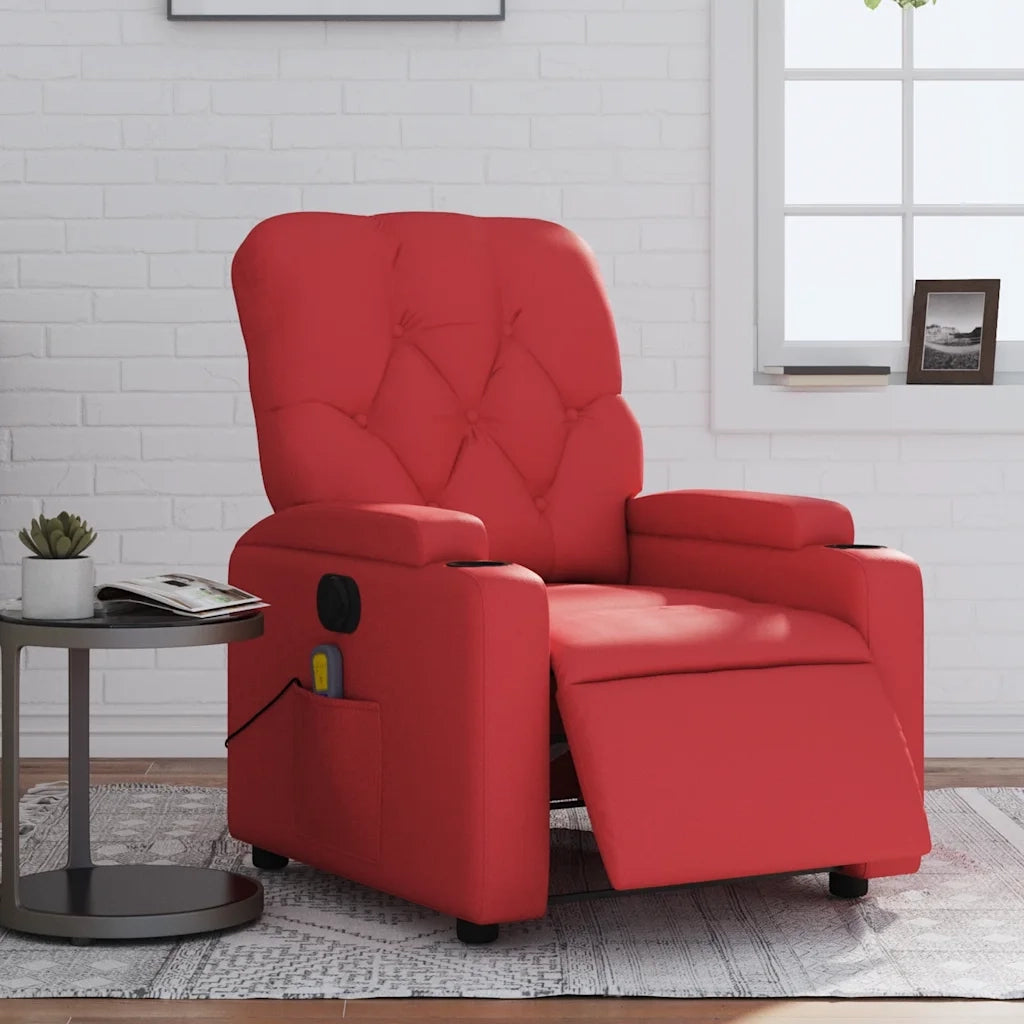 Poltrona Massaggio Elettrica Reclinabile Rosso Similpelle 3204770