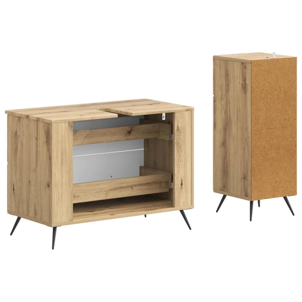 Set di Armadi da Bagno da 2 Pezzi BREDA Rovere Artigianale 3417728