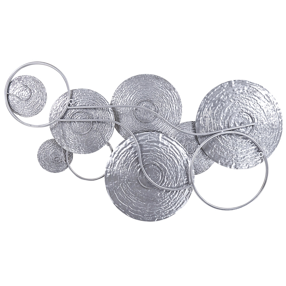 Decorazione da parete dorato e Argento Ferro 110 x 60 cm Metallo Scultura Arte Cerchi Natura Modern Glam Accessorio