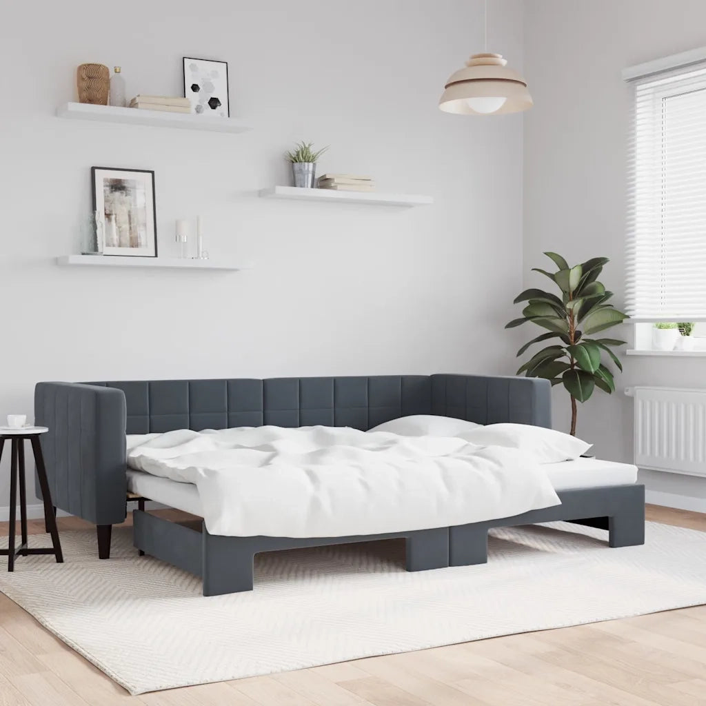 Divano Letto con Letto Estraibile-Sofa Letto-Daybed Grigio Scuro 80x200cm Velluto 536038