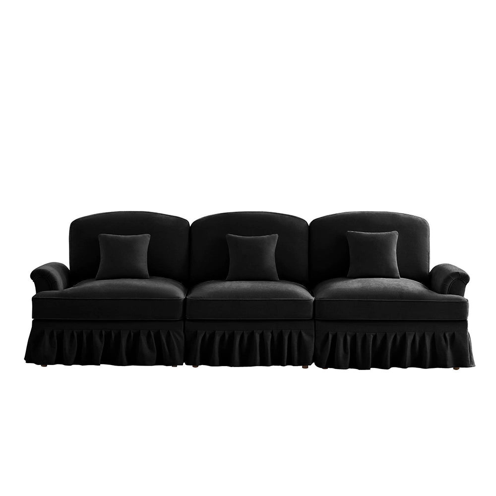 Divano 3 posti classico - Xylo - Stile mid-century, chenille, nero