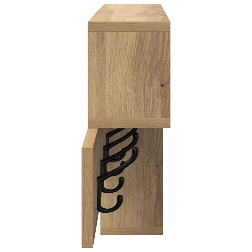 vidaXL Appendiabiti a muro rovere artigianale 100 x 12 x 43.5 cm