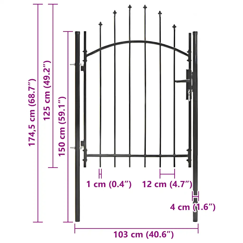 Cancello da Giardino Woerden in Acciaio 1x1,25m Nero 143059