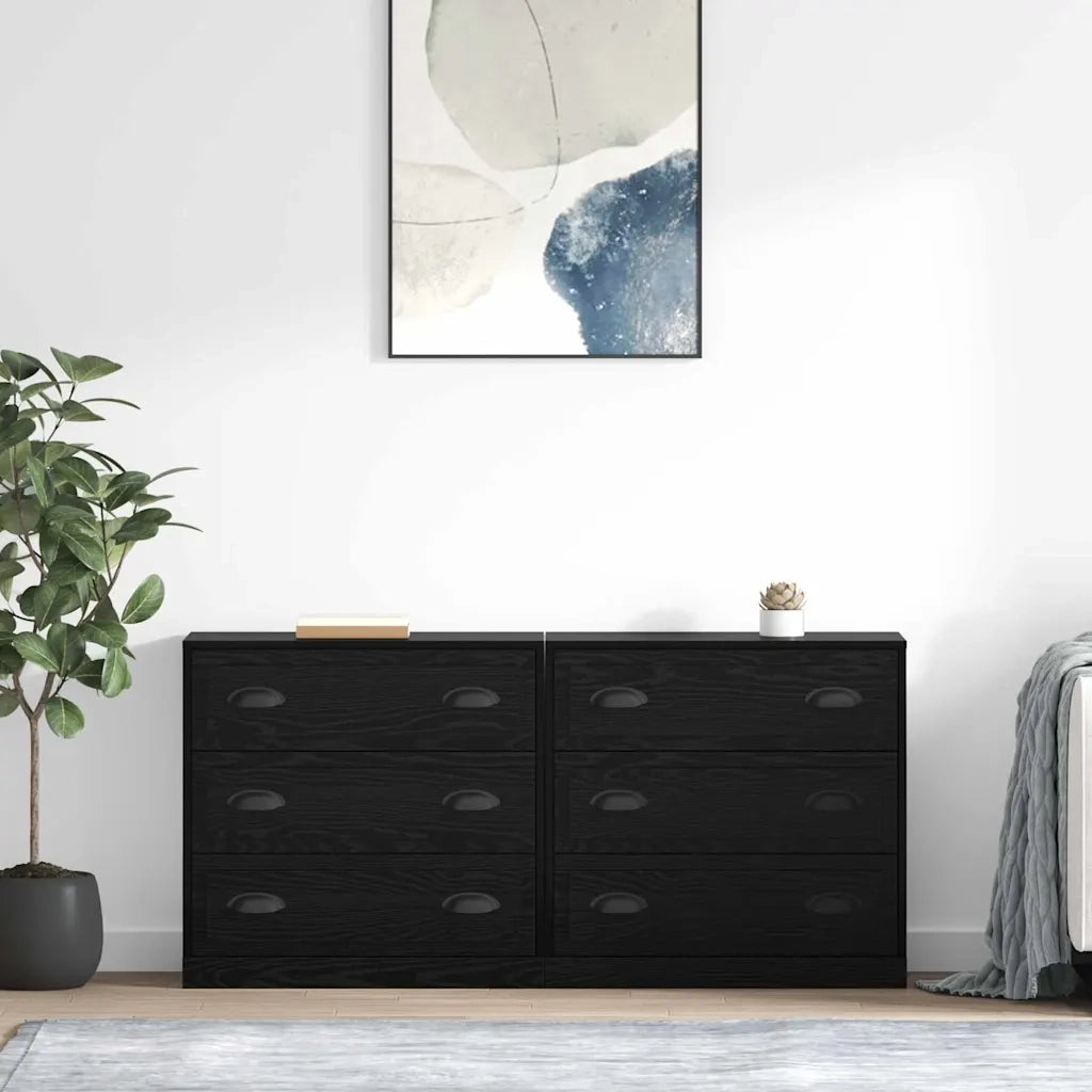Credenza | Sideboards con cassetto 2 pcs Rovere Nero 70 x 35,5 x 67,5 cm