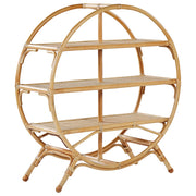 Scaffale a 3 ripiani in rattan naturale e legno chiaro 109 cm soggiorno libreria camera da letto