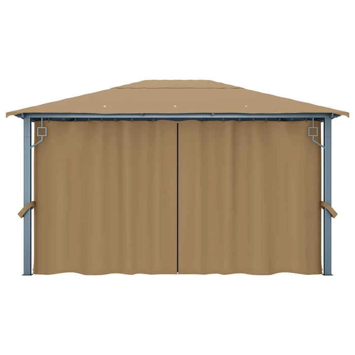 Gazebo con Tenda 400x300 cm Grigio Talpa in Alluminio