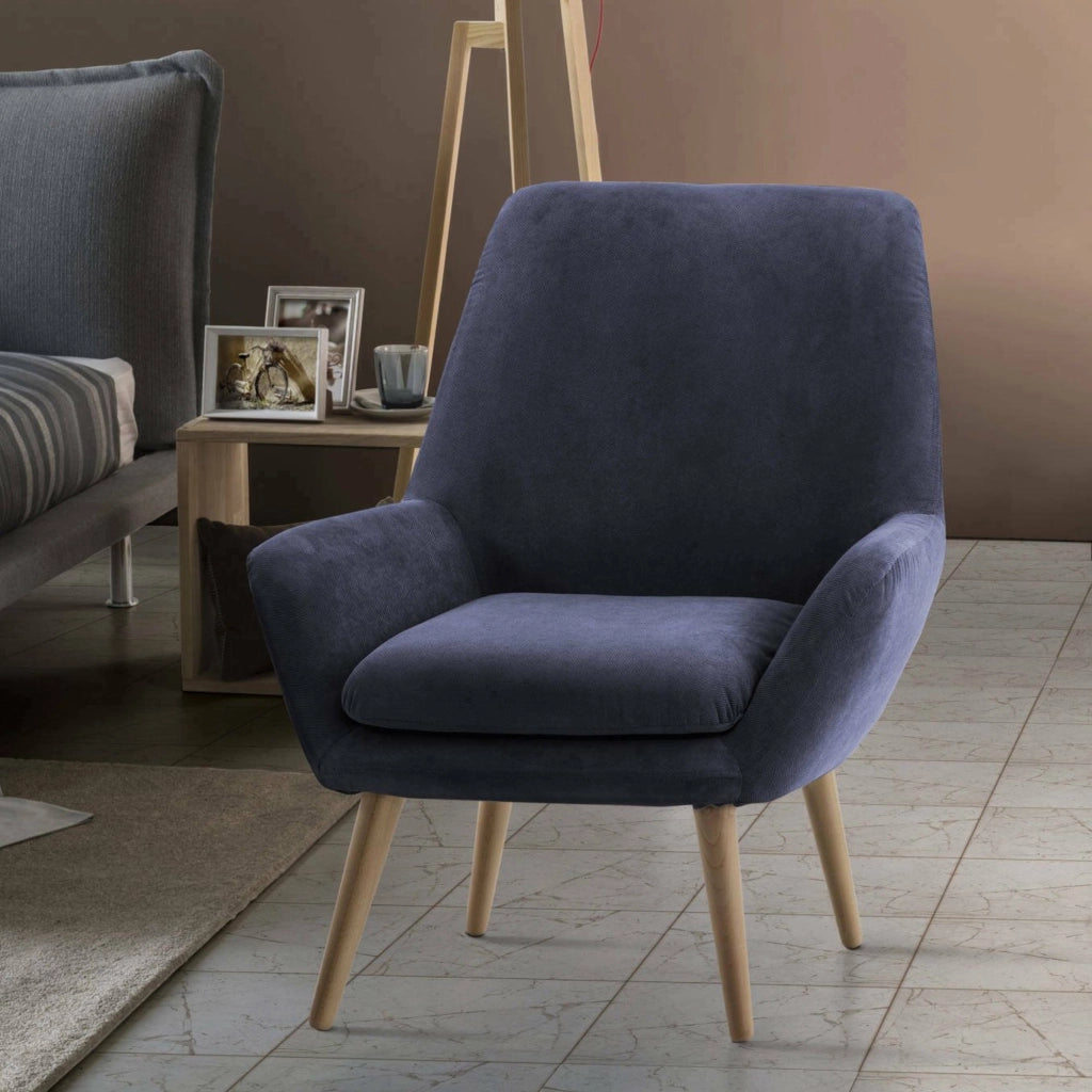 Poltrona Anido, Poltrona di design da salotto, 100% Made in Italy, Poltroncina relax in tessuto imbottito, cm 80x70h95, Blu