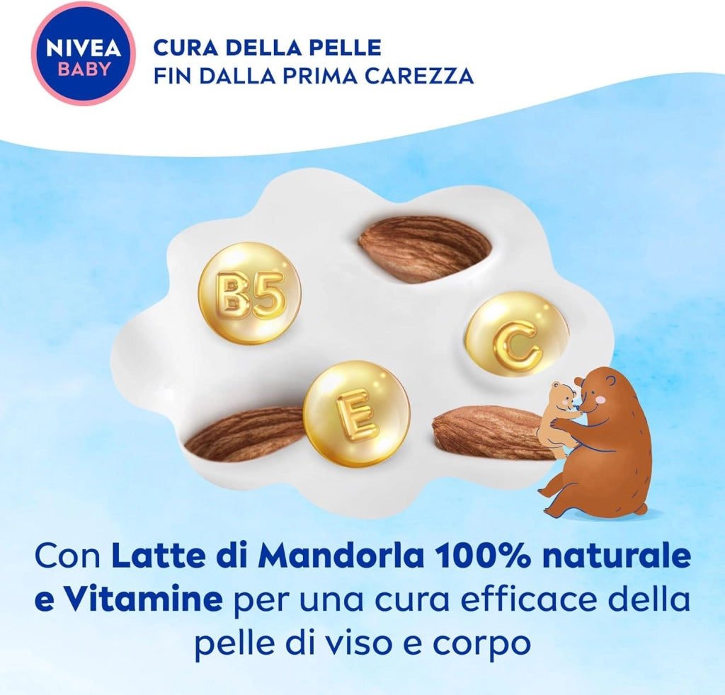 NIVEA BABY VISO & CORPO CREMA SOFFICE 200 ML IDRATANTE E NUTRIENTE CON LATTE DI MANDORLA E VITAMINE