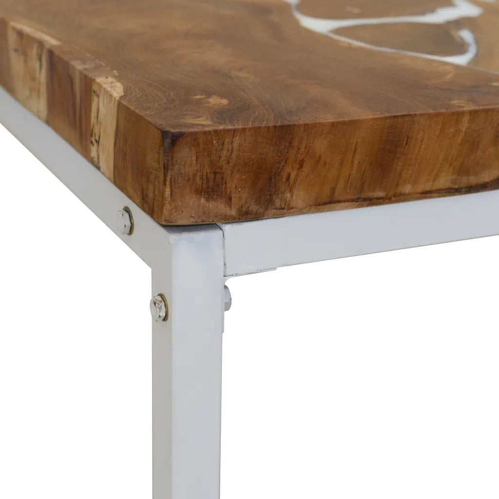 Tavolino da CaffÃ¨ in Legno di Teak e Resina 110x60x40 cm cod mxl 27191