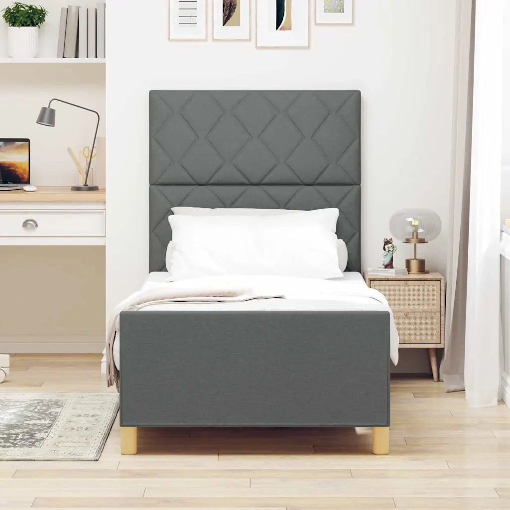 Struttura del letto Grigio scuro 90 x 190 cm Tessuto 3344768