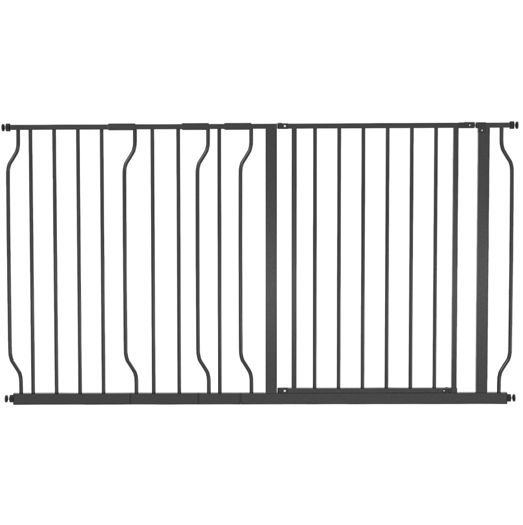 Cancelletto di sicurezza per cani ULEVR 75-145 cm, altezza 76 cm, apertura bidirezionale e doppio bloccaggio, nero
