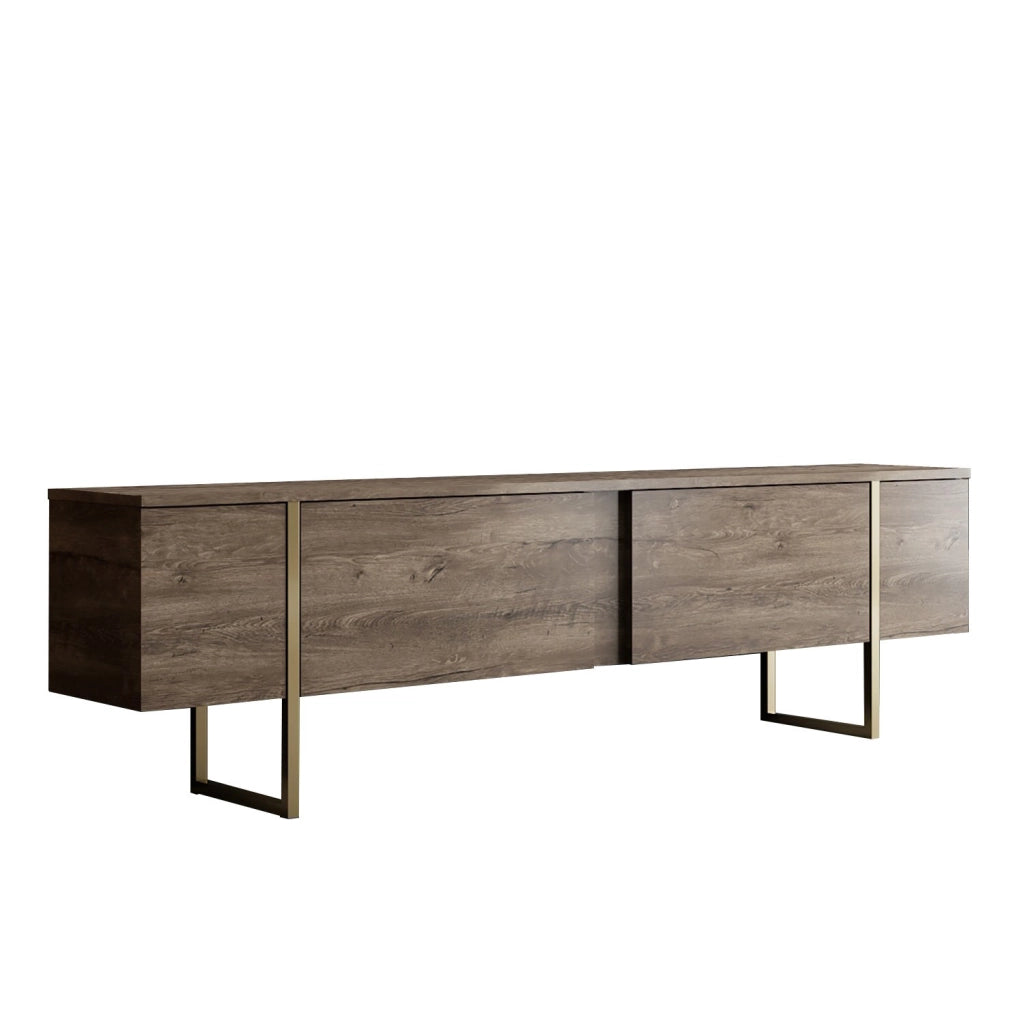 Porta TV in legno "Luxe" - 180 x 30 x 50 cm - Noce-Oro