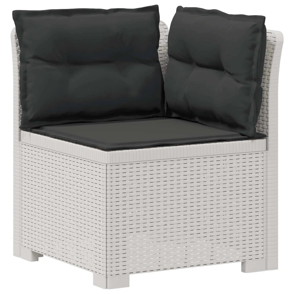Divano da Giardino 5 Posti con Cuscini Stile Rattan PP Bianco 3444059