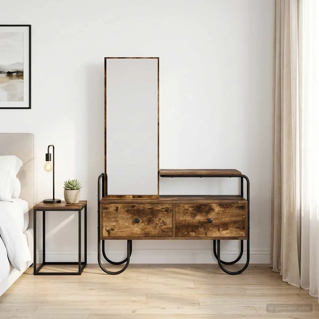 Tavolo da Trucco con cassetto Rovere Fumo Legno ingegnerizzato 8007685