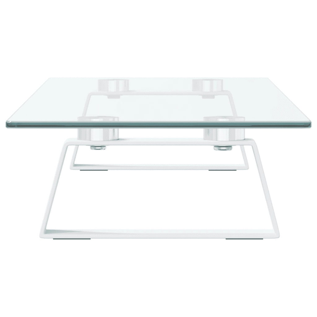 Supporto per Monitor Bianco 60x20x8cm Vetro Temperato e Metallo 374216