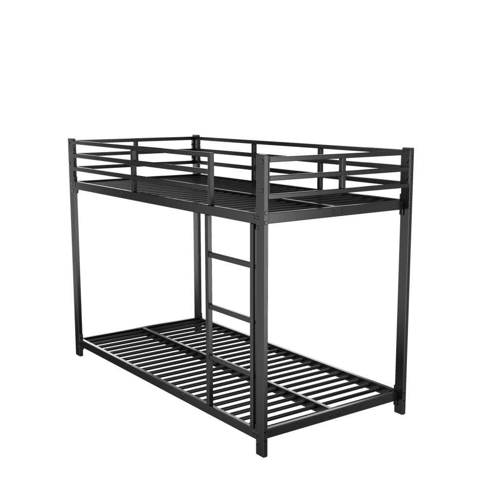Letto a castello in metallo nero 90 x 200 cm con rete a doghe
