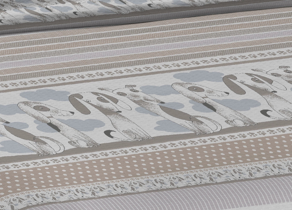 Copriletto Piquet Primavera Estate 100% Cotone Disegno Bau Bau - Singolo - Beige