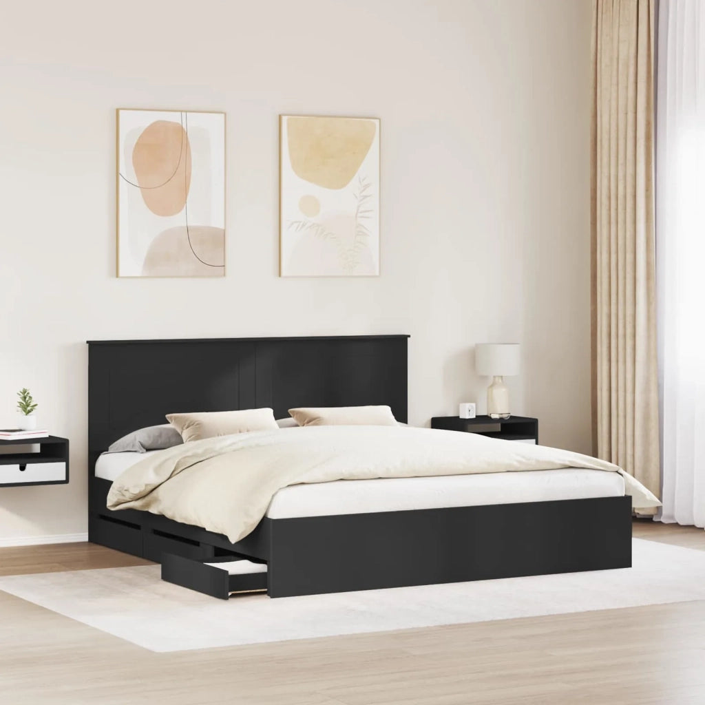 Struttura del letto Nero 200 x 200 cm Legno Ingegnerizzato
