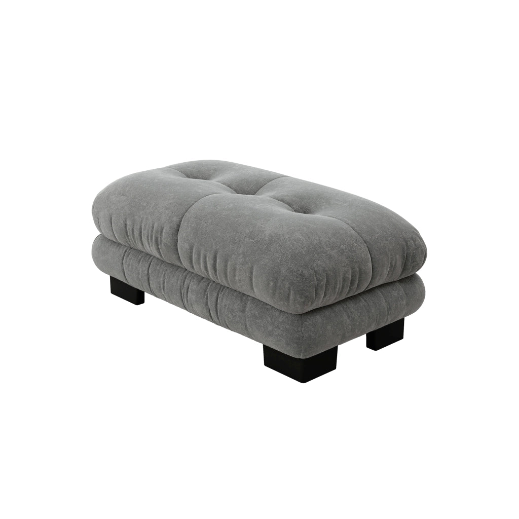 DIVANO modulare in chenille grigia con pouf mobili
