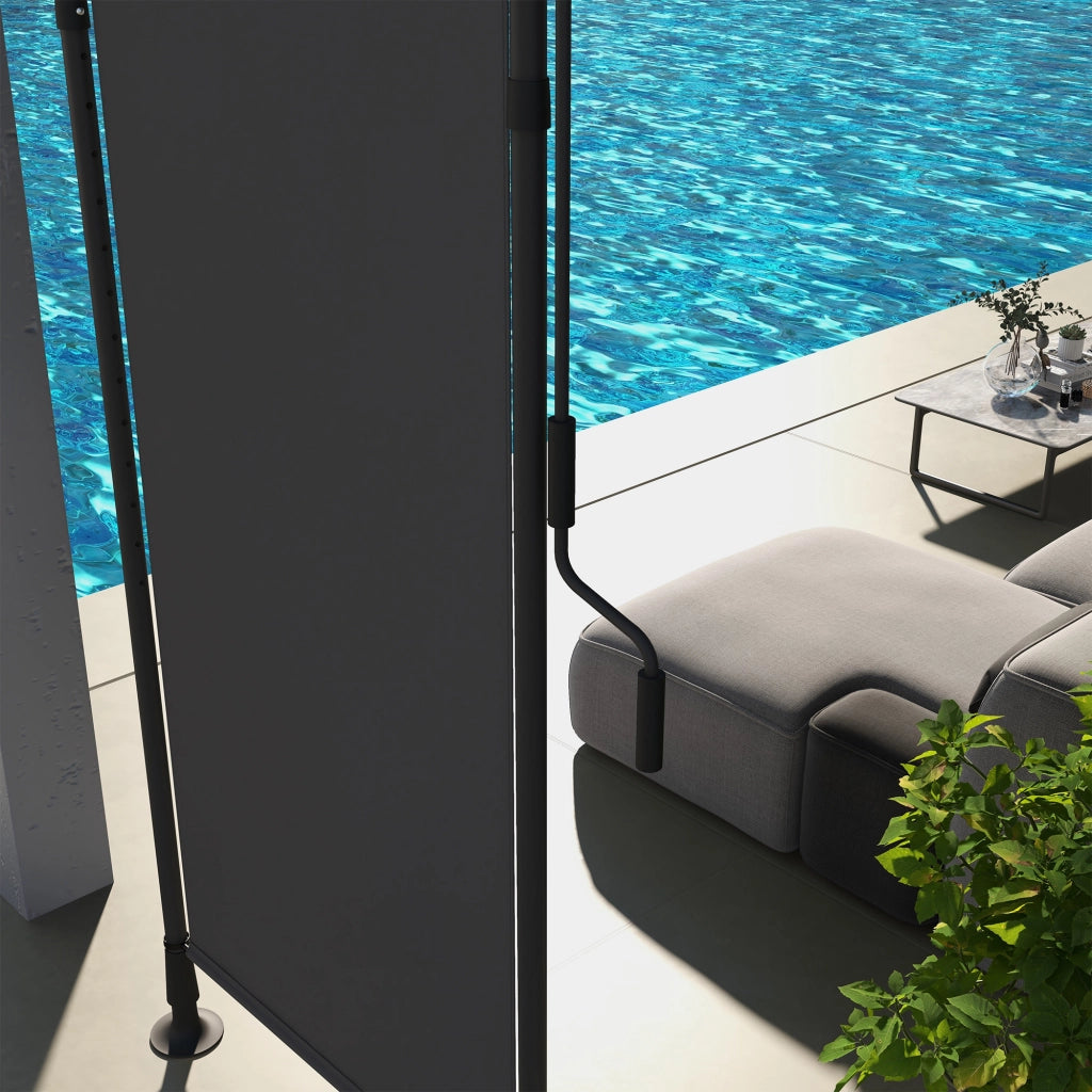 Tenda da sole autoportante regolabile 120 x 220-310 cm, senza foratura, in alluminio, grigio scuro