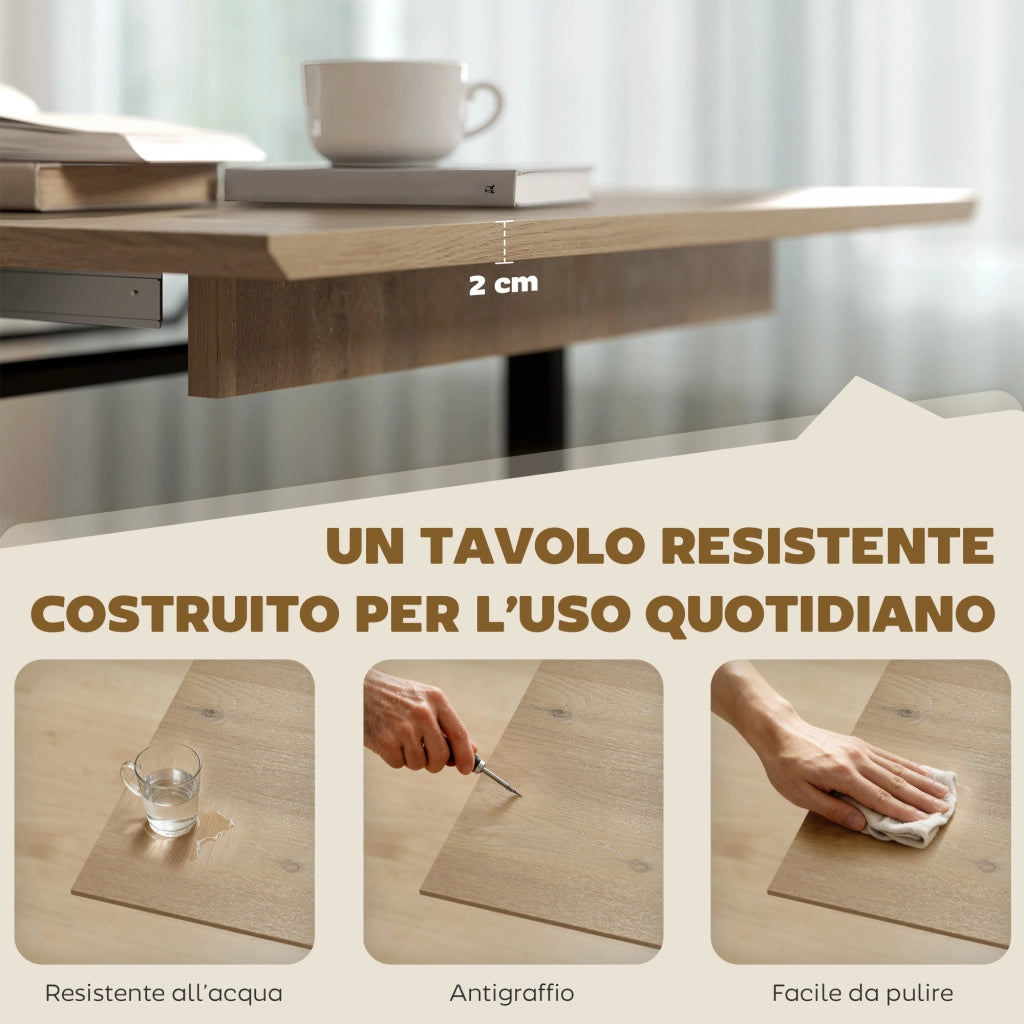 Tavolo da Pranzo Allungabile Rotondo in Legno e Acciaio ¨C Minimal ¨C 180x80x75 cm