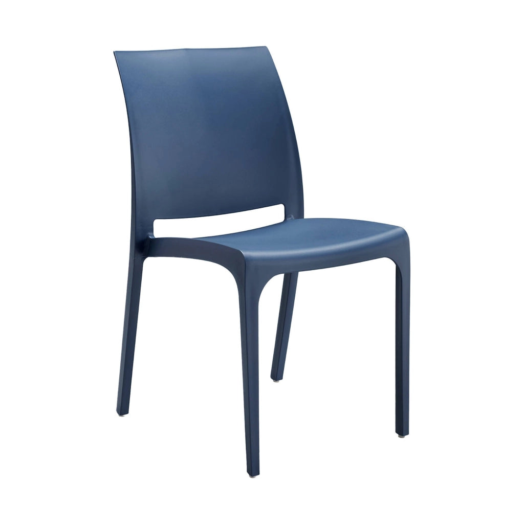 Sedia da esterno Camo, Seggiola da giardino, Seduta outdoor multiuso, Panchina da giardino, Made in Italy, 54x46 h80 cm, Blu