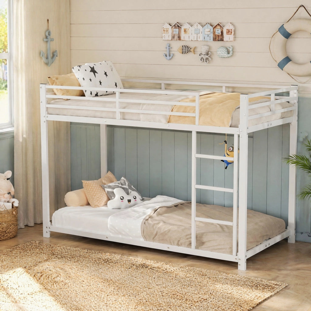 LETTO A CASTELLO 90x200 cm in metallo bianco, struttura compatta