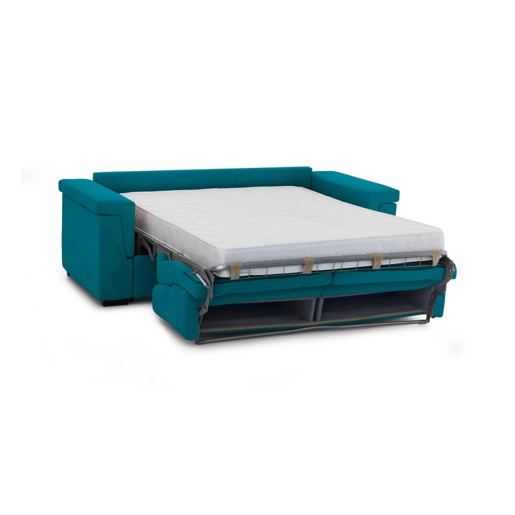 Brusasco, Divano Letto 2 Posti Sfoderabile Made in Italy, 205x95 cm Azzurro