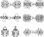 Set di 5 Clip Vintage per Cappotti - Chiusure per Capote in Metallo Argento - Set di 5 Clip per Cappotto Antico.