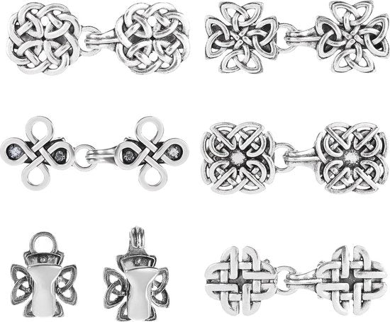 Set di 5 Clip Vintage per Cappotti - Chiusure per Capote in Metallo Argento - Set di 5 Clip per Cappotto Antico.