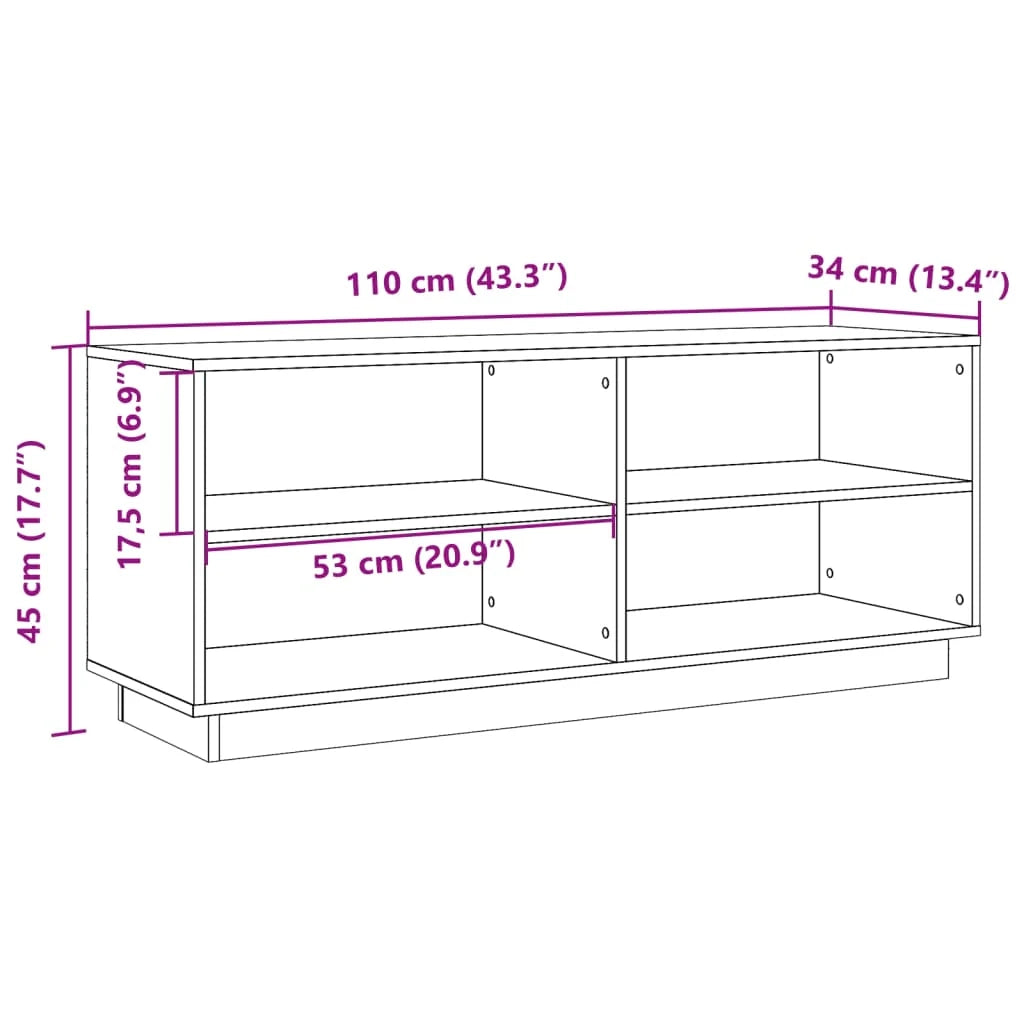 Scarpiera mobile contenitore per scarpe mobile per ingresso/corridoio/soggiorno finitura a cera 110 x 34 x 45 cm legno massello di pino marrone 02_0021743