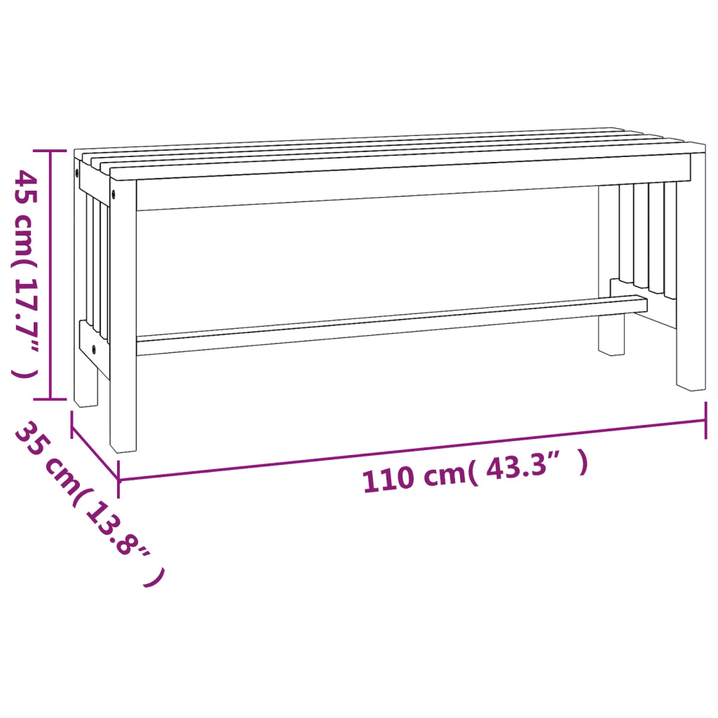 Panca da Giardino 110 cm Legno Massello di Eucalipto 363288