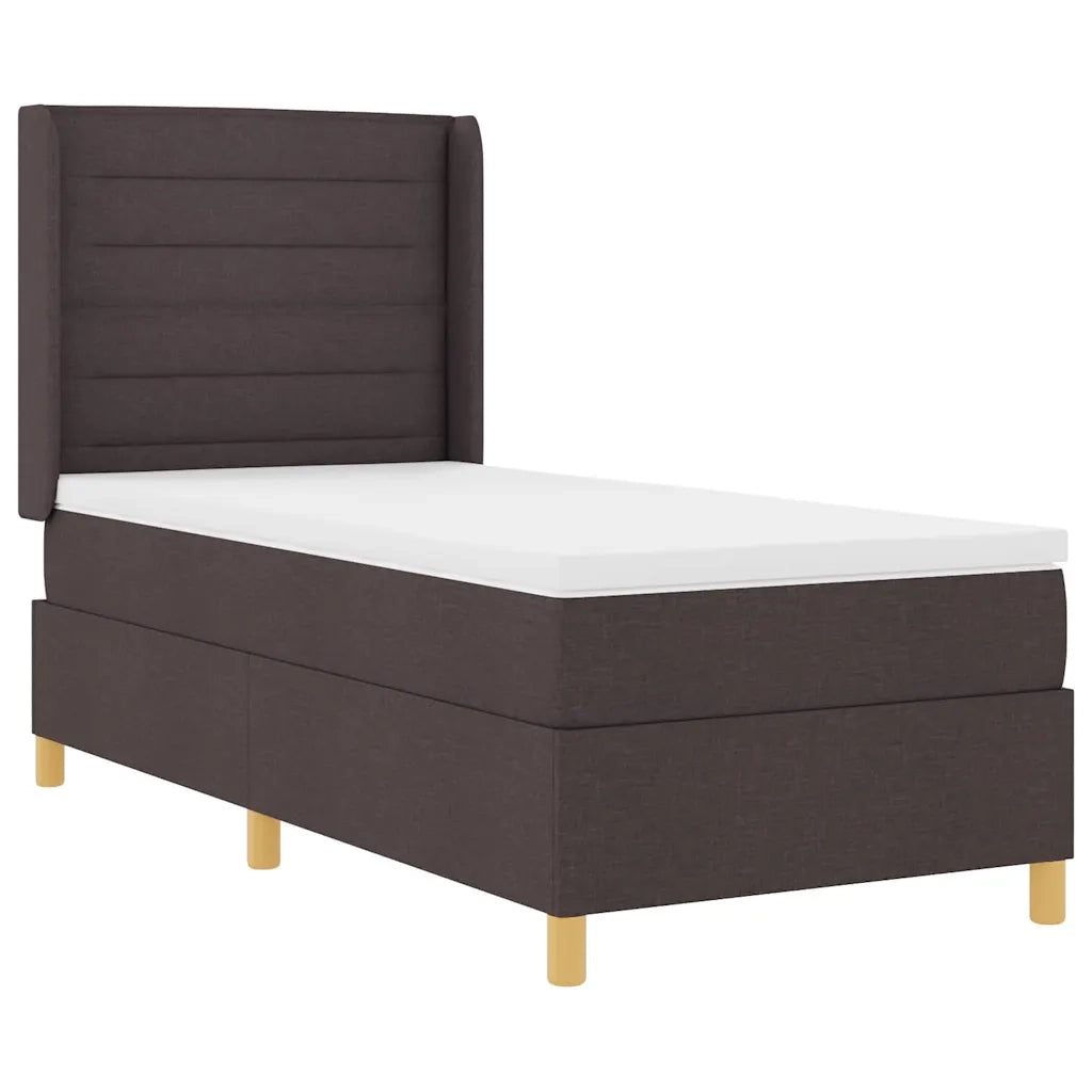 Letto a molle con materasso Marrone Scuro 100 x 200 cm Tessuto