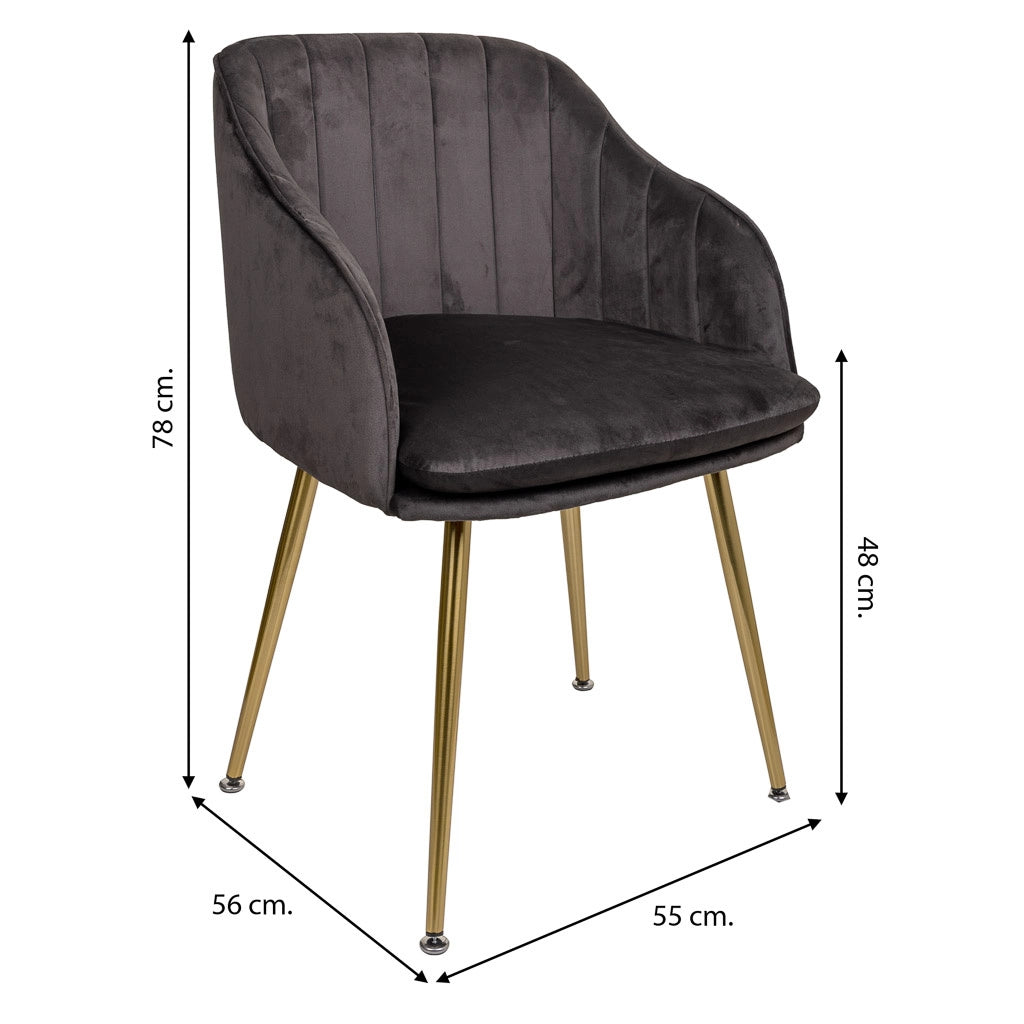 Sedia in legno imbottita grigia 55x56x48/78h