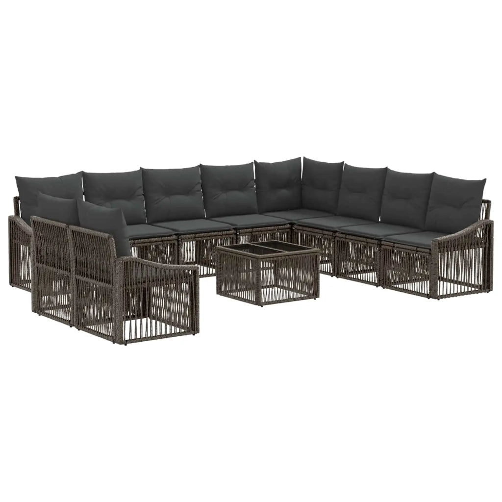 Set Divano da Giardino 11 pcs Grigio polyrattan