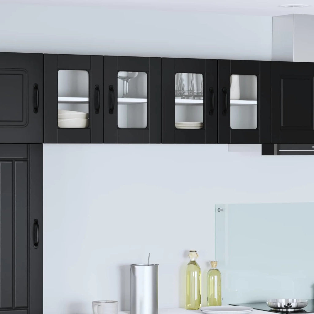 Mobile in vetro da parete PORTO 2 pcs Nero 60 x 31 x 40 cm