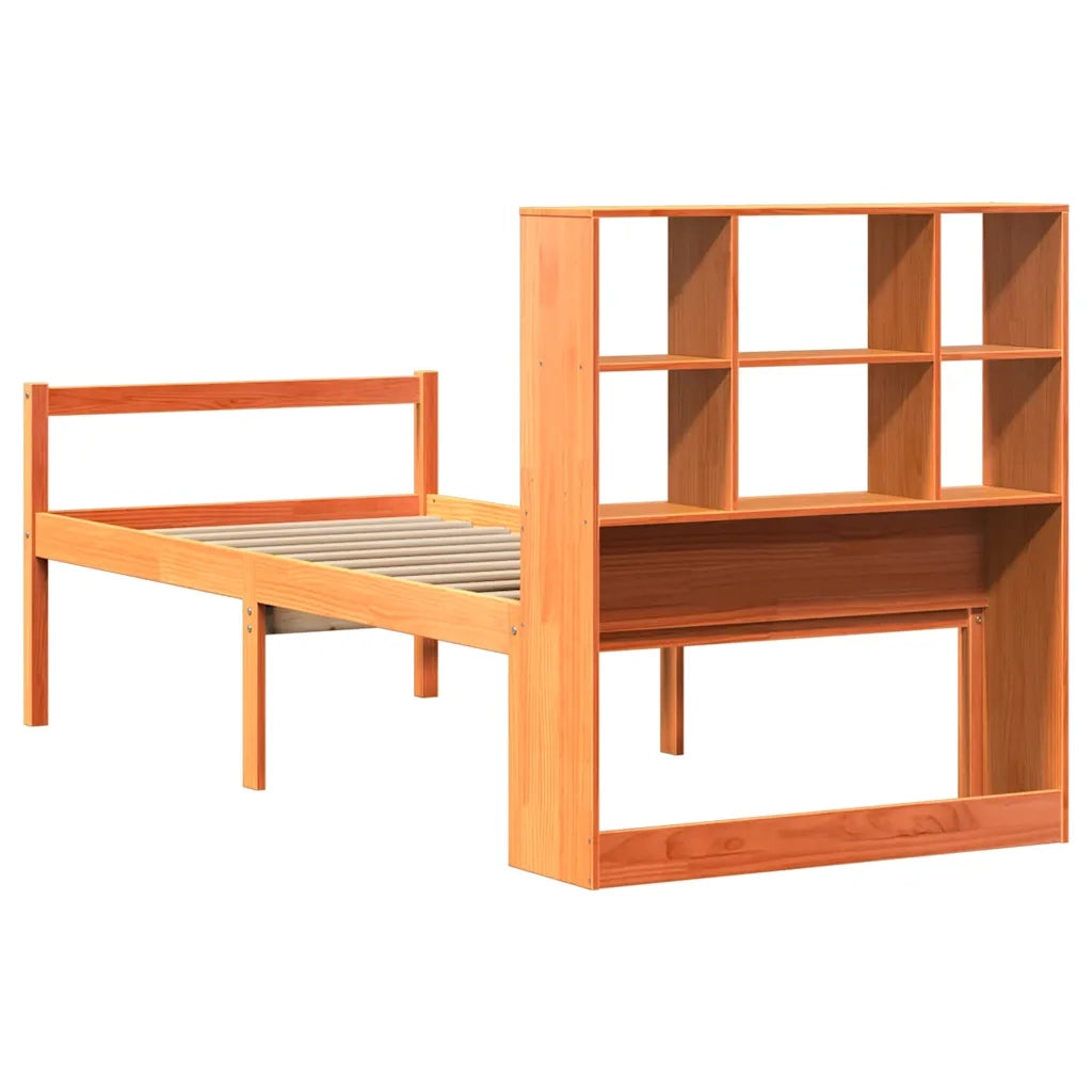 vidaXL Letto Libreria senza Materasso Marrone Cera 75x190 cm Legno