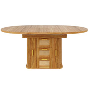 Tavolo da pranzo estensibile con contenitore e cassetti effetto rattan per sala da pranzo 118 × 118 × 77;1 cm