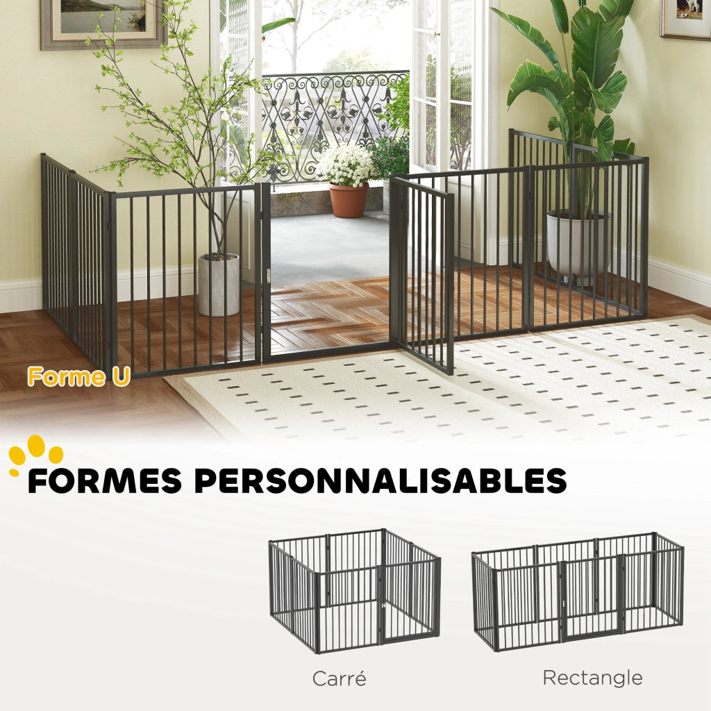 Recinto per Cani 8 Pannelli ¨C Xylo ¨C Pieghevole Portatile Nero