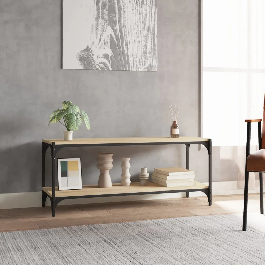 Mobile TV Rovere Sonoma 100x33x41cm Legno Multistrato e Acciaio 819348