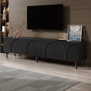 Mobile TV 180x35x49 cm con 4 ante e 2 vani separati in MDF e pannello truciolare nero