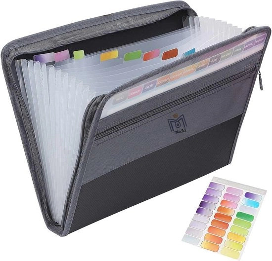 Organizzatore portatile con 13 contenitori - formato A4, impermeabile, resistente al fuoco e espandibile