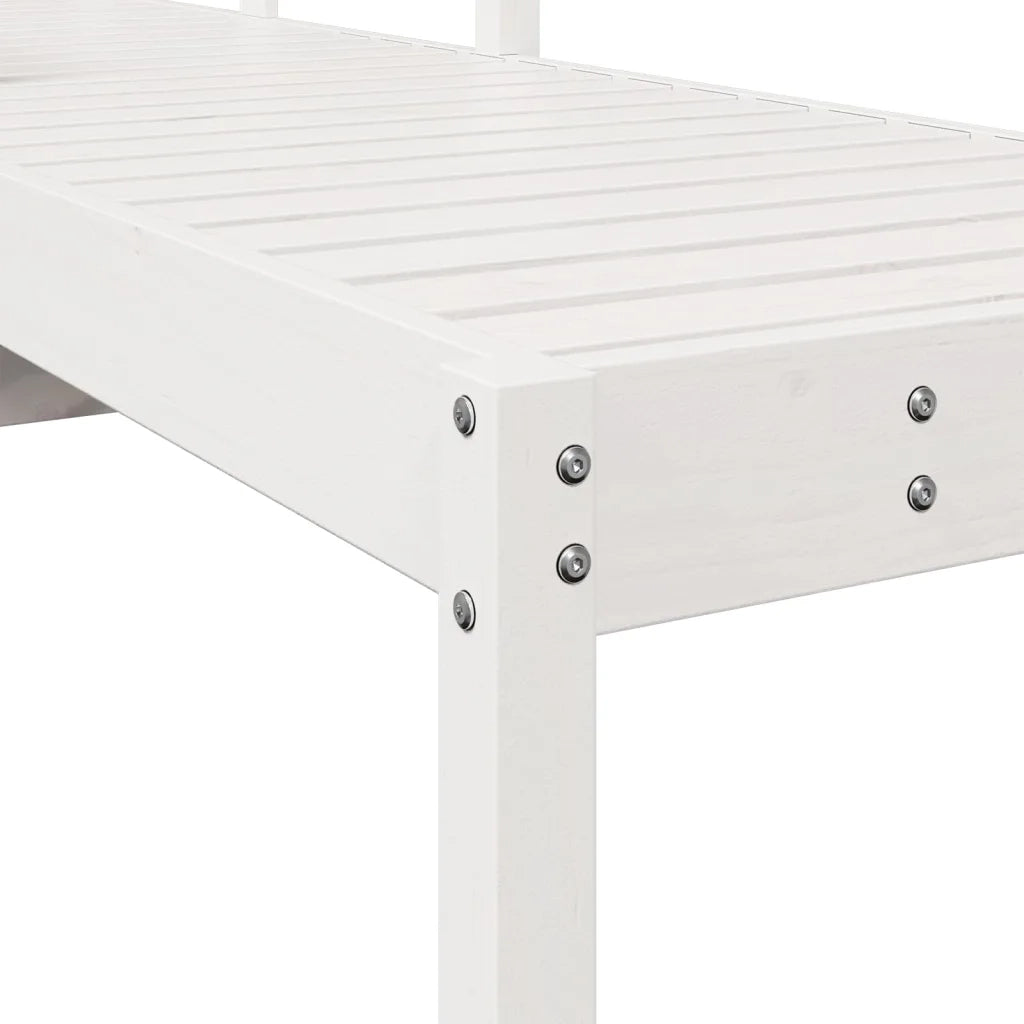 Lettino Prendisole | Sdraio da giardino | Lettino da sole Bianco 199,5x62x55 cm Legno Massello di Pino